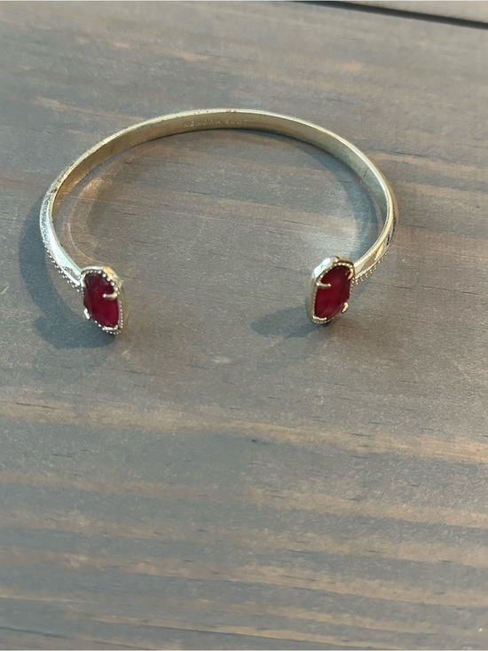 Kendra Scott Jewelry - Kendra Scott Elton Gold Open Cuff Bracelet with Red Stone Ends